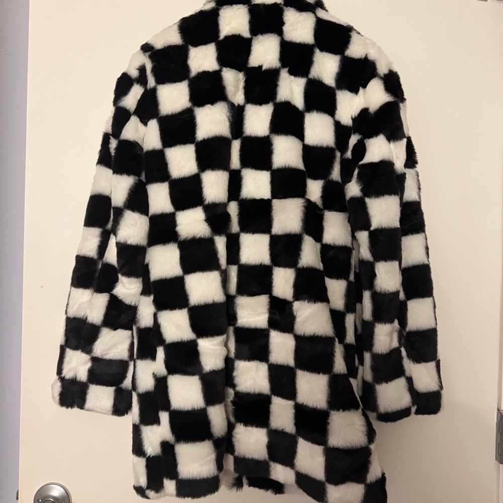 Current Mood Monochrome Checkered Teddy Jacket NWOT - Picture 3 of 4